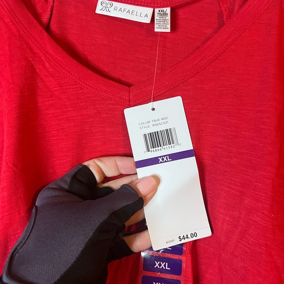 Rafaella Ladies' V-Neck Slub Jersey Cotton Modal Blend Knit Top Red NWT XXL - Picture 5 of 6